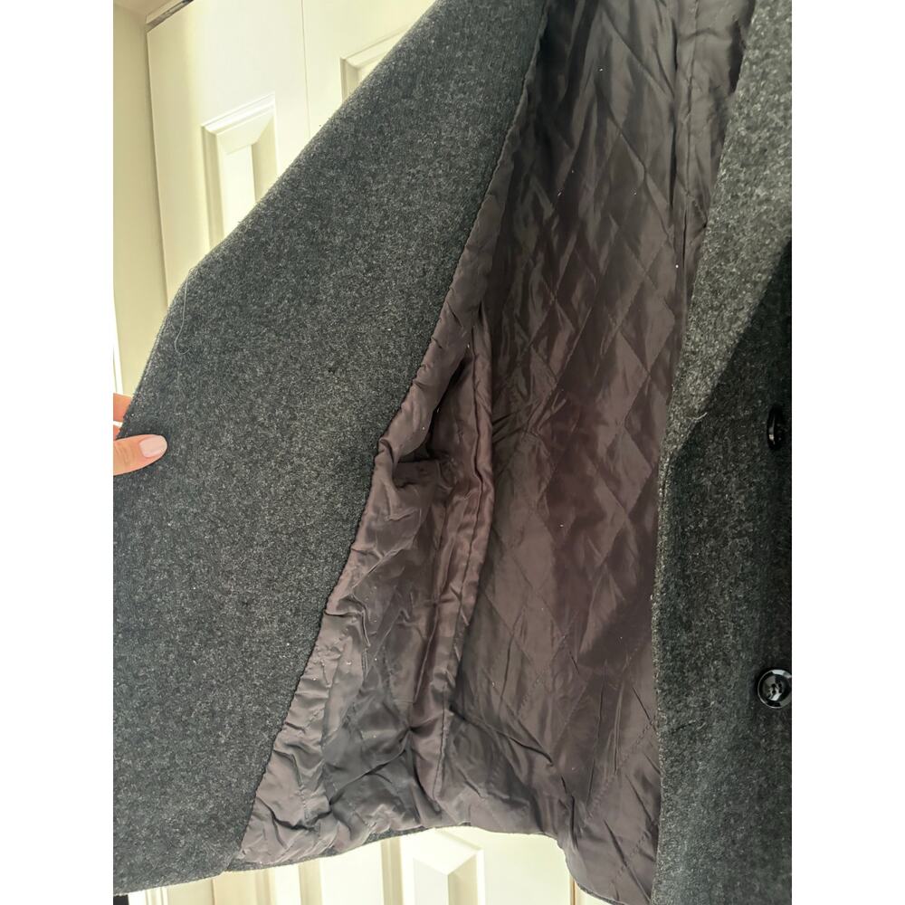 Women’s Gray Double Breasted Wool Blend Peacoat Jacket Long Coat Classic S M - Picture 4 of 10